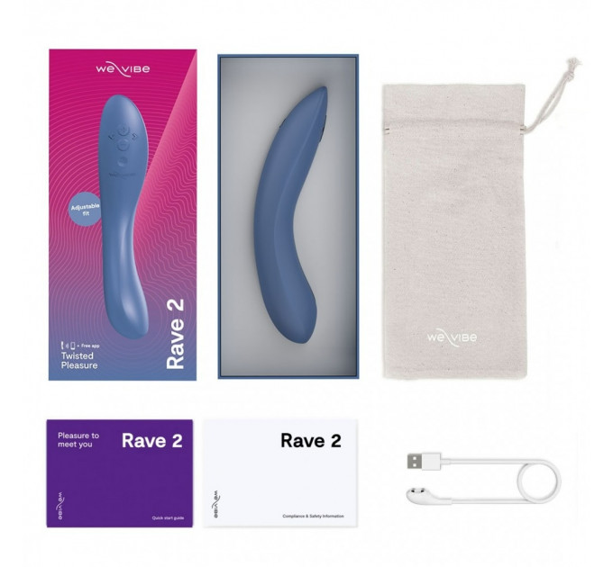Вибратор для точки G Rave 2 We-Vibe, силиконовый, синий, 19.3 х 3 см