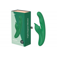 Вибратор с клиторальным отростком Chisa Kissen Kym с фрикциями и функцией подогрева, зеленый