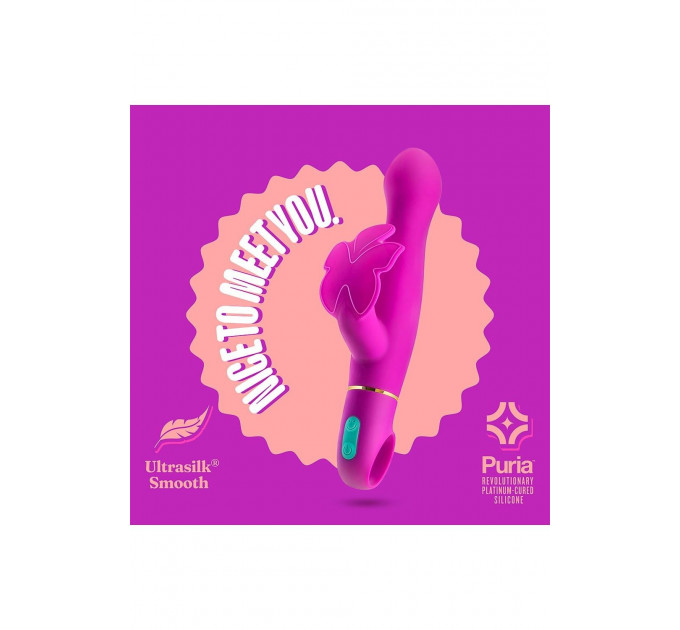 Вибратор с клиторальным отростком в виде бабочки Blush Aria Naugnty AF розовый