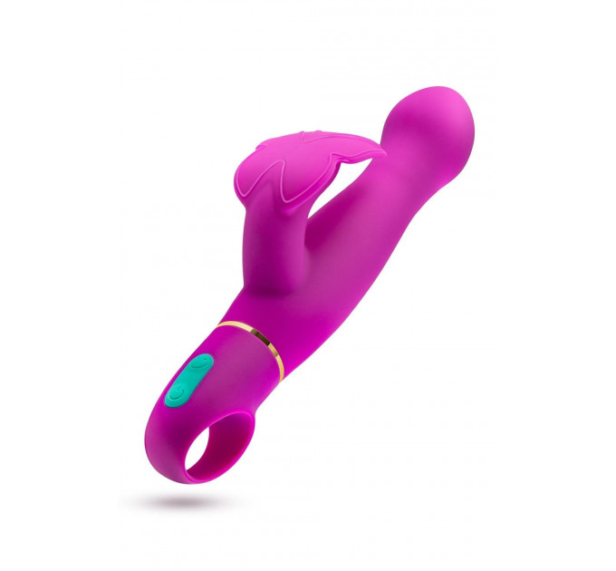 Вибратор с клиторальным отростком в виде бабочки Blush Aria Naugnty AF розовый