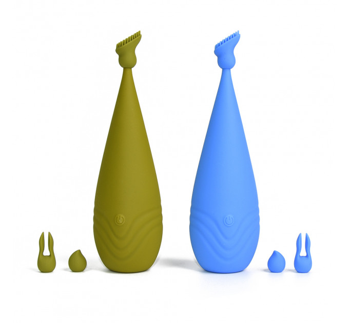 Вибростимулятор с разными насадками Sweet Em, зелёный