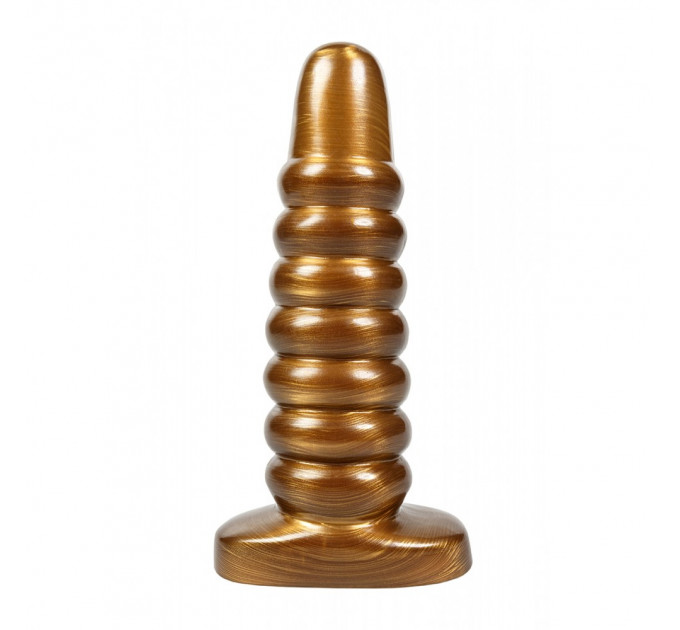 Большая анальная пробка ребристая Chisa Dark Muscle Gold