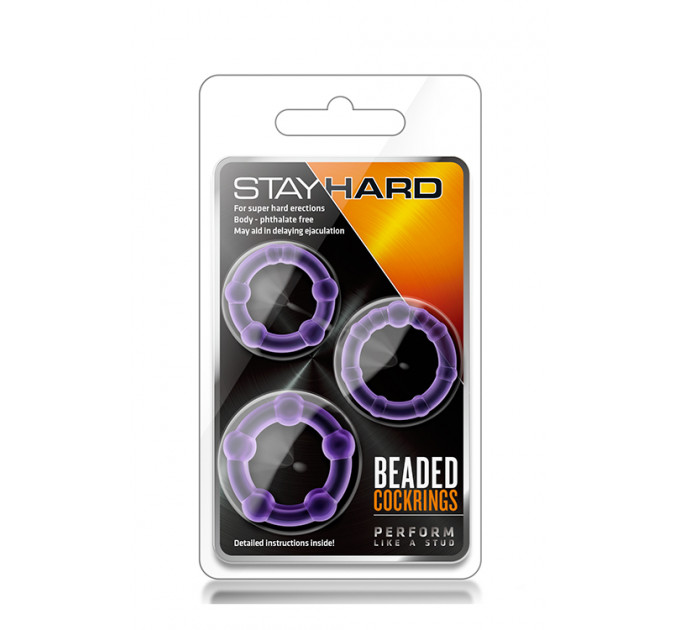 Набор эрекционных колец STAY HARD BEADED PURPLE