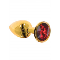 Анальная пробка металлическая золотистая L Butt Plug With Diamond Jewel Taboom