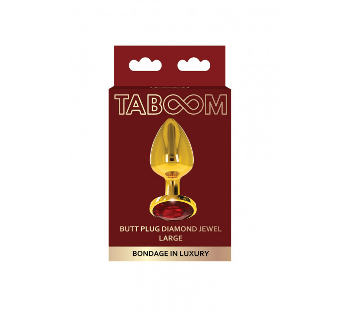Анальная пробка металлическая золотистая L Butt Plug With Diamond Jewel Taboom