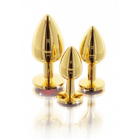 Анальная пробка металлическая золотистая L Butt Plug With Diamond Jewel Taboom