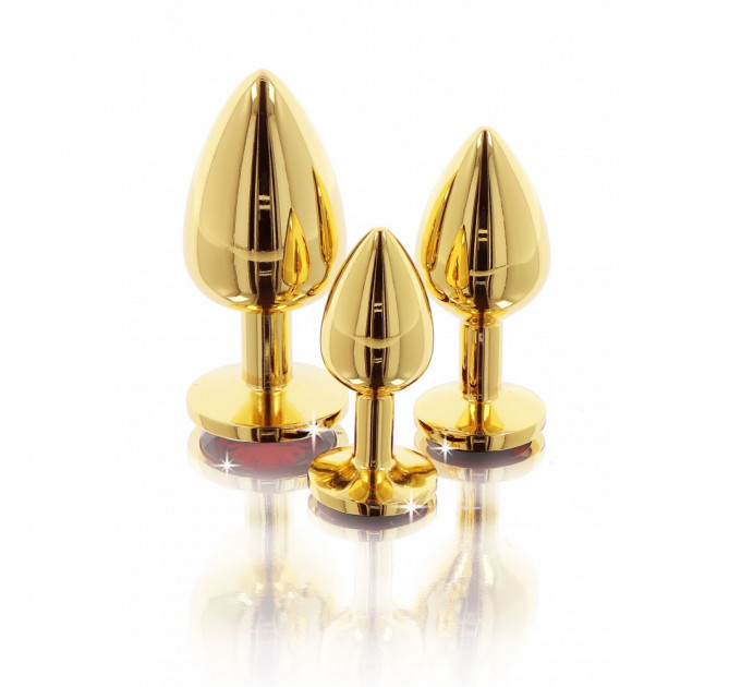 Анальная пробка металлическая золотистая L Butt Plug With Diamond Jewel Taboom