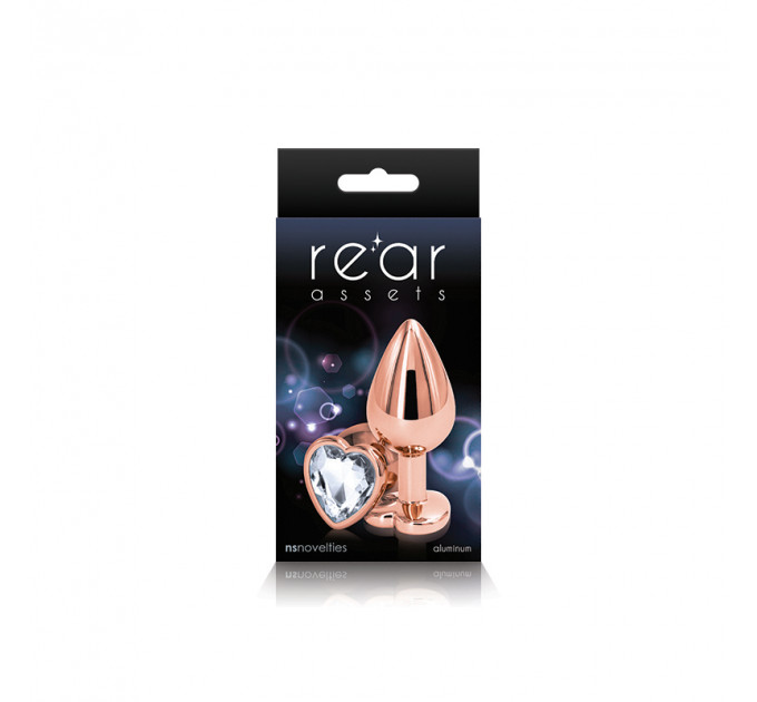 Анальная пробка NS Novelties REAR ASSETS ROSE GOLD HEART MEDIUM CLEAR