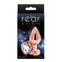 Анальная пробка NS Novelties REAR ASSETS ROSE GOLD HEART MEDIUM CLEAR