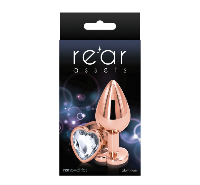 Анальная пробка NS Novelties REAR ASSETS ROSE GOLD HEART MEDIUM CLEAR
