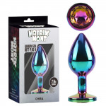 Анальна пробка різнокольорова CHISA MATRIX MONT з різнобарвним каменем, розмір M