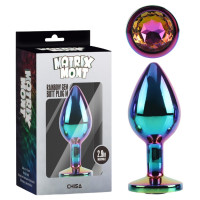 Анальна пробка різнокольорова CHISA MATRIX MONT з різнобарвним каменем, розмір M