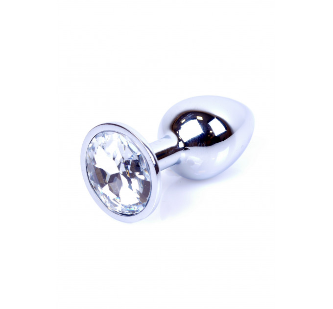 Анальная пробка с камнем Plug-Jewellery Silver PLUG- Clear размер S