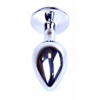 Анальная пробка с камнем Plug-Jewellery Silver PLUG- Clear размер S