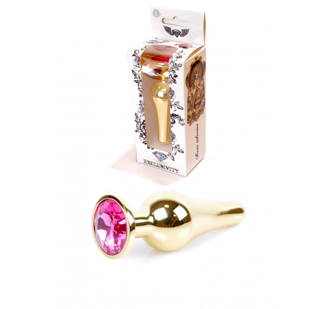 Анальна пробка з рожевим каменем Plug-Jewellery Gold BUTT PLUG-Pink