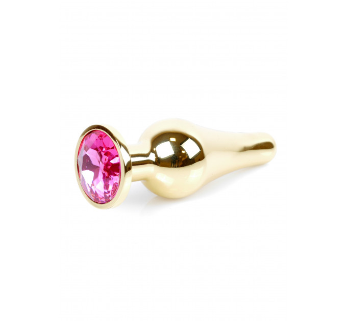 Анальна пробка з рожевим каменем Plug-Jewellery Gold BUTT PLUG-Pink