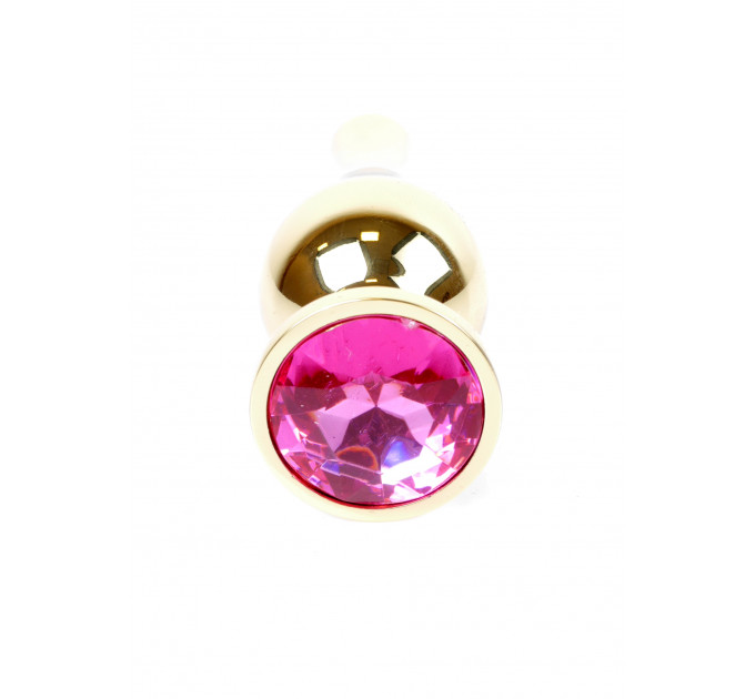 Анальна пробка з рожевим каменем Plug-Jewellery Gold BUTT PLUG-Pink