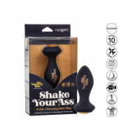Анальная пробка с вибрацией Naughty Bits CalExotics, с кристаллом, силиконовая, черная, 10.7 х 3.2