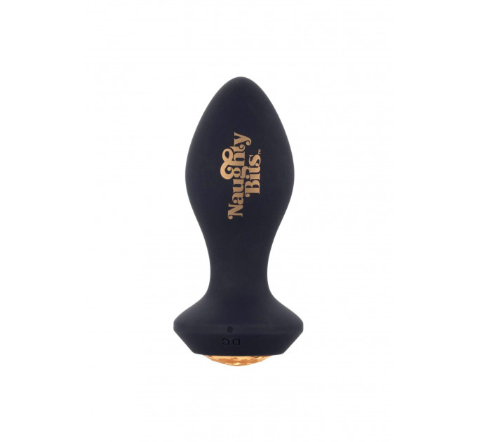 Анальная пробка с вибрацией Naughty Bits CalExotics, с кристаллом, силиконовая, черная, 10.7 х 3.2