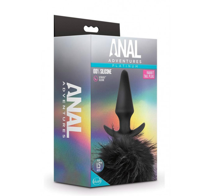 Анальная пробка, заячий хвостик, черный ANAL ADVENTURES PLATINUM RABBIT TAIL PLUG
