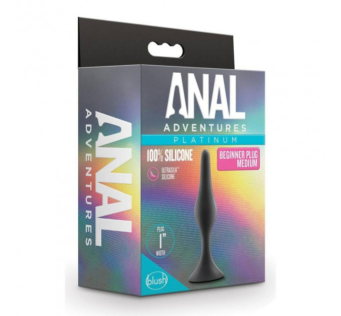 Анальный плаг Anal Adventures Platinum Silicone черный, 10.8 х 2.5 см