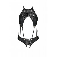 Боди с декоративными ремешками и открытым доступом, экокожа TASMINA BODY black S/M - Passion