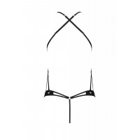 Боди с декоративными ремешками и открытым доступом, экокожа TASMINA BODY black S/M - Passion
