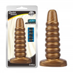 Большая анальная пробка ребристая Chisa Dark Muscle Gold