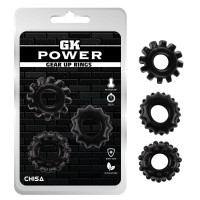 Эрекционное кольцо рельефное Chisa GK Power черное (цена за 1 шт.)