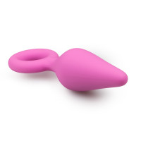 ET214PNK Анальная пробка со стоппером-кольцом Easytoys, силиконовая, розовая, 8.5 х 2.5 см