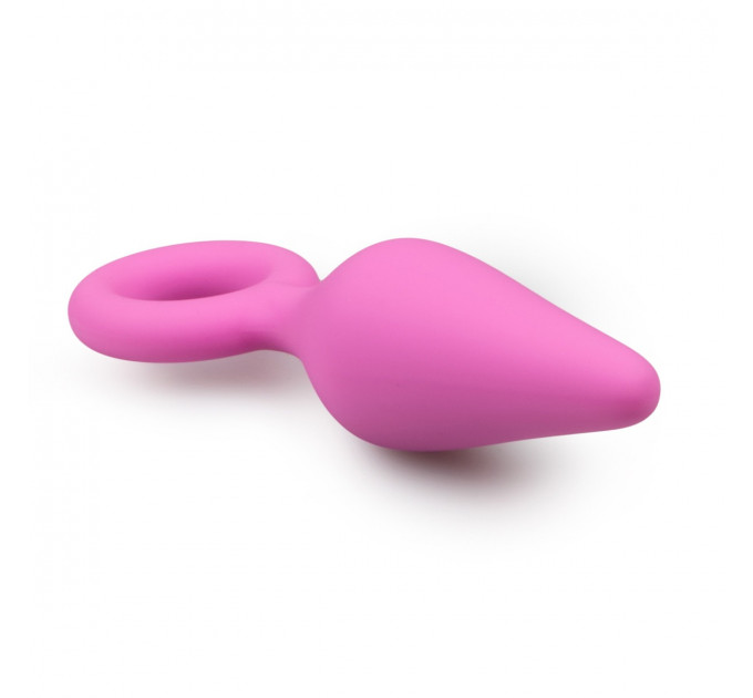 Анальна пробка зі стоппером-кільцем Easytoys, силіконова, рожева, 8.5 х 2.5 см