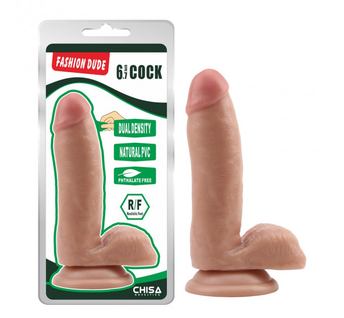 Фаллоимитатор реалистичный с мошонкой Chisa Fashion Dude 6.7 Cock на присоске, бежевый