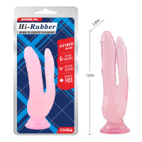 Фалоімітатор подвійний Chisa Hi-Rubber 8.0 на присосці, рожевий