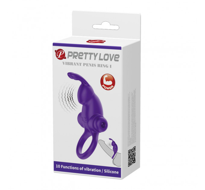 Кільце ерекційне у вигляді кролика Pretty Love Vibrant Penis Ring 1 фіолетове