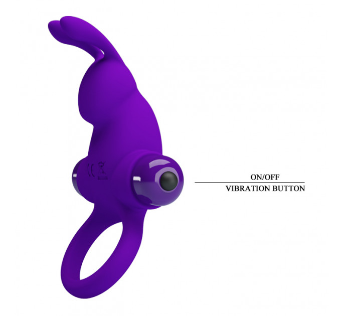 Кільце ерекційне у вигляді кролика Pretty Love Vibrant Penis Ring 1 фіолетове