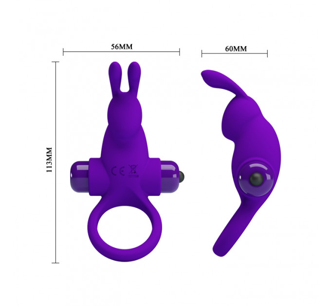 Кільце ерекційне у вигляді кролика Pretty Love Vibrant Penis Ring 1 фіолетове