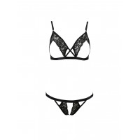 Комплект белья с открытым доступом DIABOLINA SET black S/M - Passion