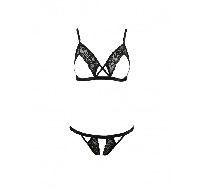 Комплект білизни з відкритим доступом DIABOLINA SET black S/M - Passion