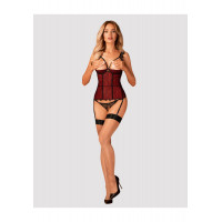 Корсет с открытой грудью Obsessive DENISSA и трусиками в комплекте, M/L