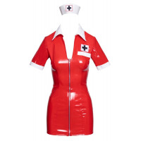 Костюм медсестры красный виниловый Black Level Vinyl Nurse 2 предмета, M