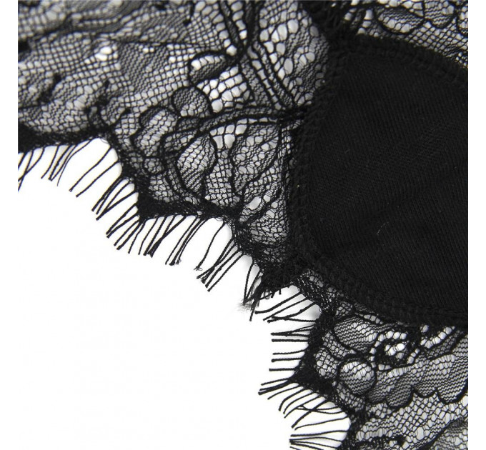Мереживні трусики StarNight з вирізом ззаду та атласним бантом, чорні, XS-S