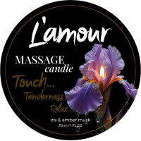 Масажна свічка L'amour Iris and Amber Musk з ароматом ірису та бурштинового мускусу, 30 мл