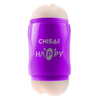 Мастурбатор Вагина и Анус Chisа Portable Happy Cup с вибрацией, бежевый