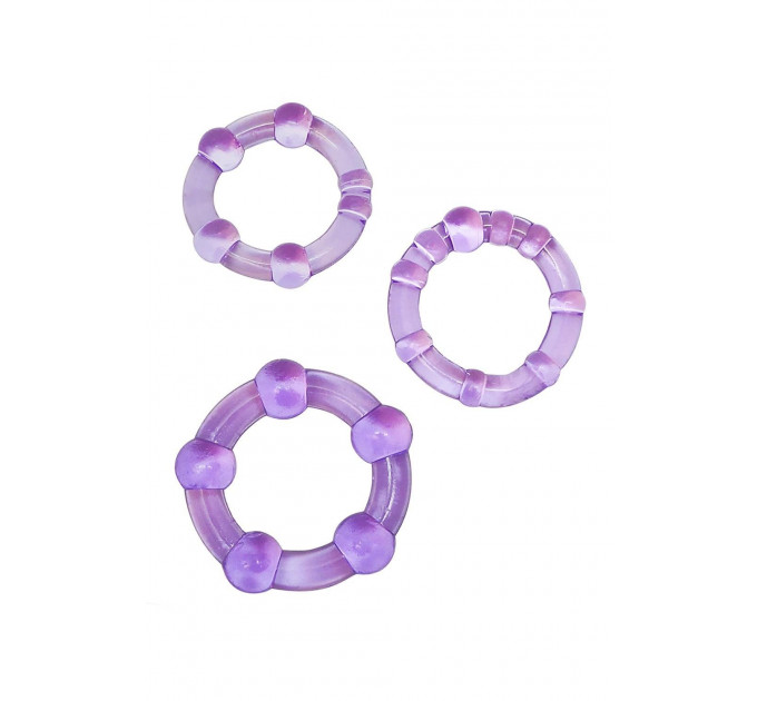Набор эрекционных колец STAY HARD BEADED PURPLE