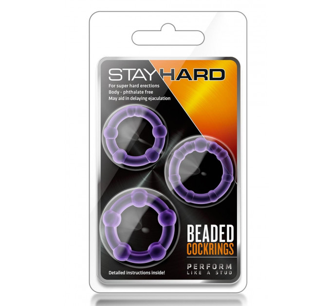 Набор эрекционных колец STAY HARD BEADED PURPLE