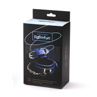 Наручники з екошкіри сині Roоmfun Handcuff із золотистою фурнітурою