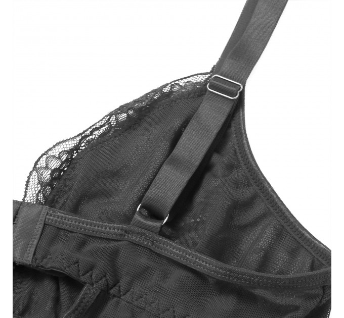 Сукня-пеньюар максі з розрізами Star Night з трусиками, з мереживом, чорна, S