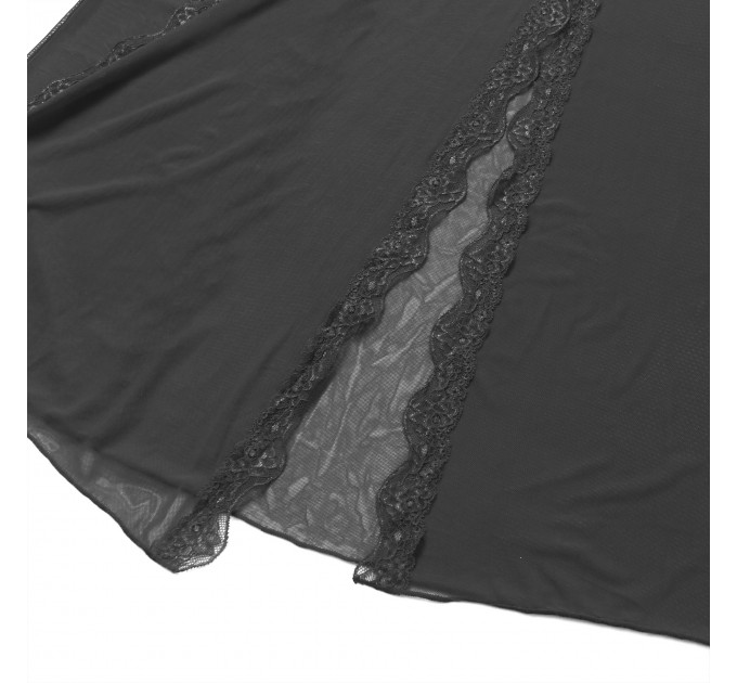 Сукня-пеньюар максі з розрізами Star Night з трусиками, з мереживом, чорна, S