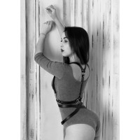 Портупея сексуальная One Size X5, натуральная кожа, черная