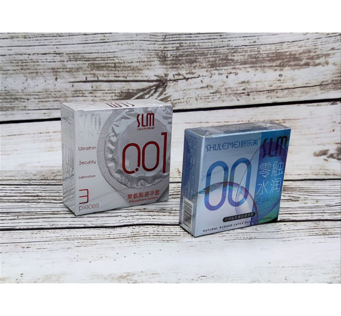 Презервативи з латексу SLM 0.01, з гіалуроновою кислотою, 2 шт.
